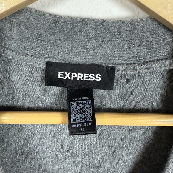 Express Embellished V-Neck Balloon Sleeve Cardigan in Grey Size XS - Picture 10 of 15
